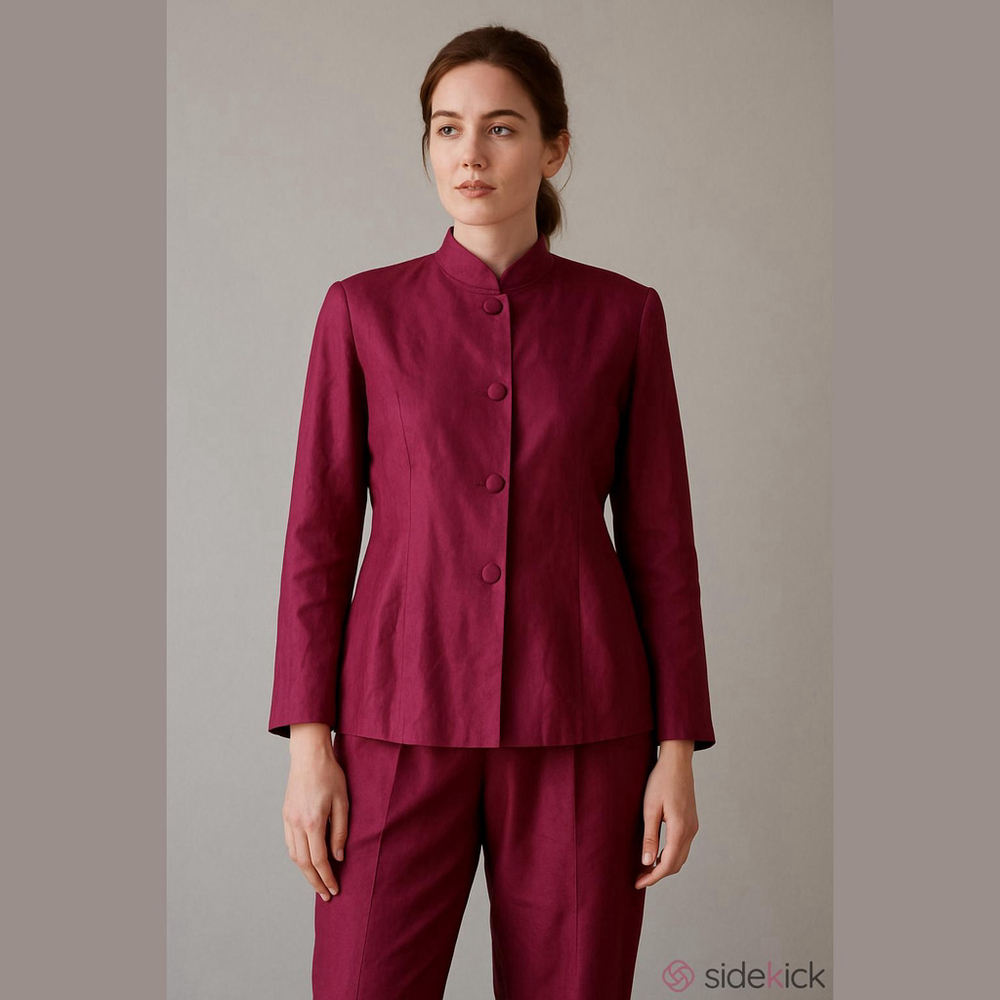 August Silk Vintage 100% Silk Pantsuit Raspberry Size 10